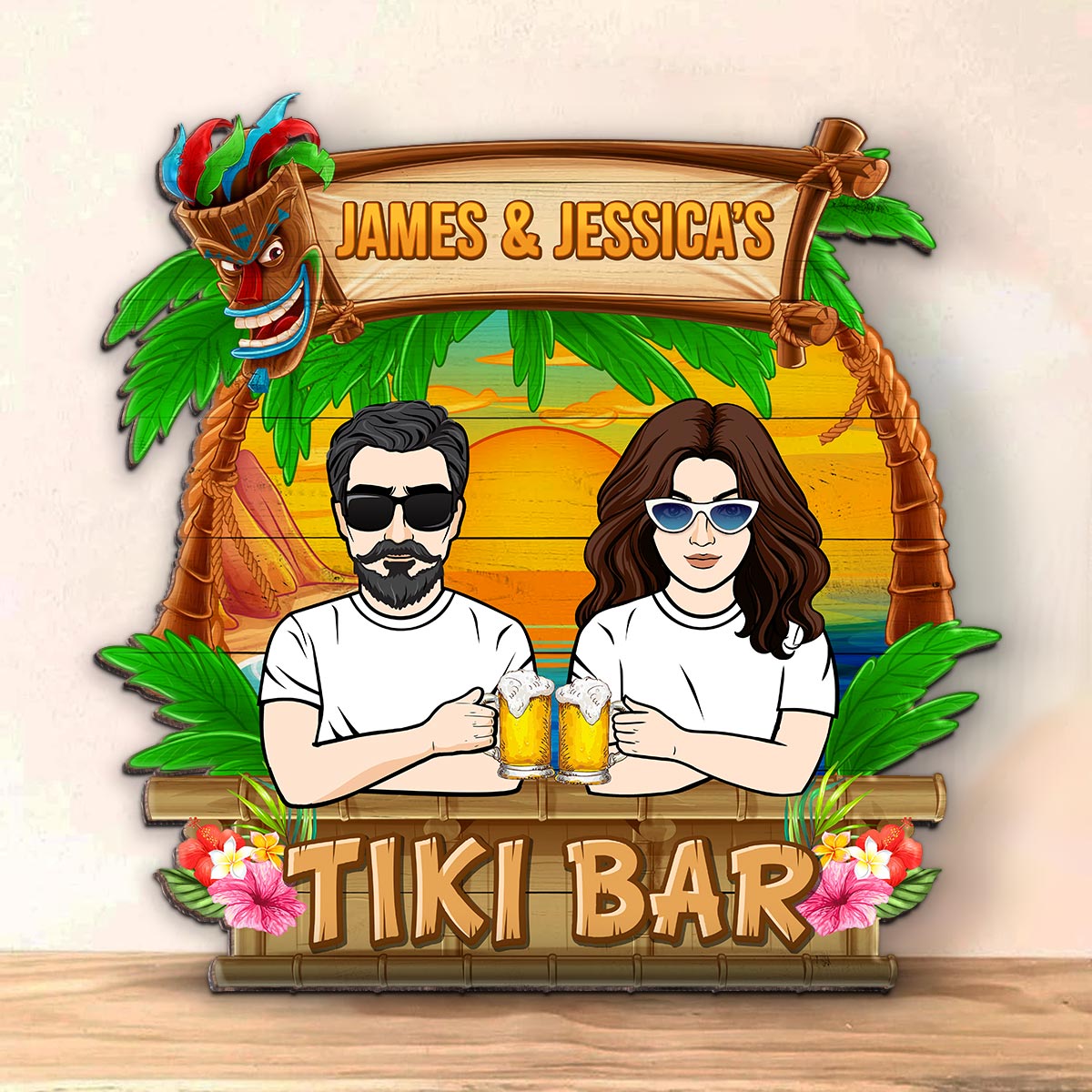 Tiki Bar Summer Gift Personalized Wood Sign