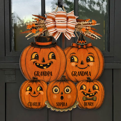 Retro Vintage Nostalgic Fall Halloween Grandma Grandpa Little Pumpkins - Personalized Wood Sign - Halloween Fall Decoration For Grandparents