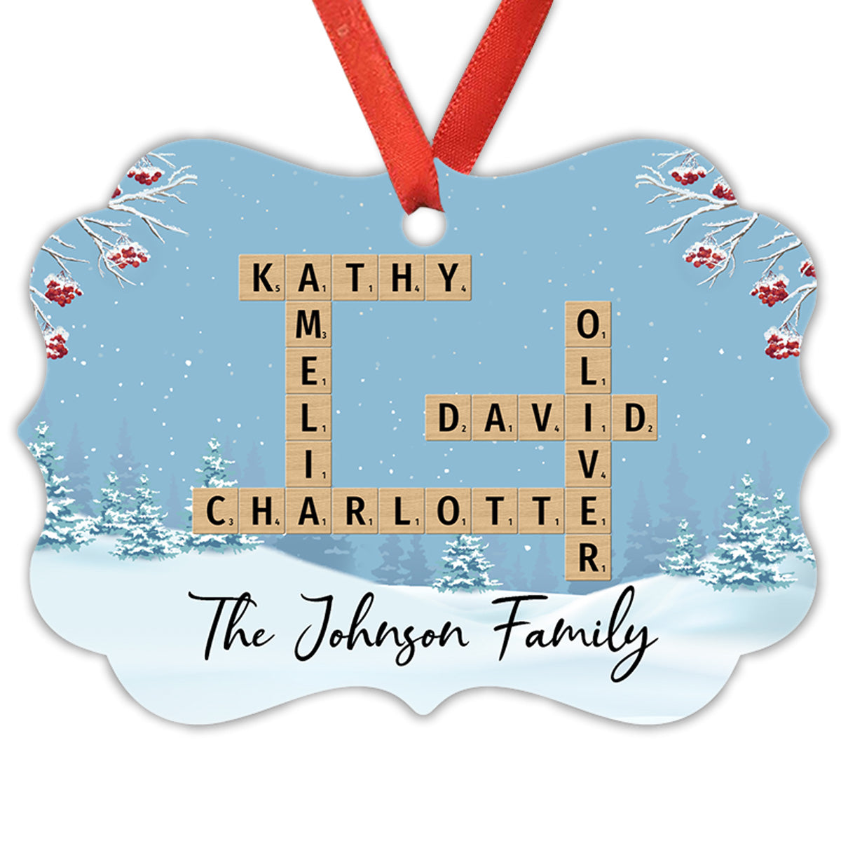 Family Crossword Art - Created In A Moment, Treasured Forever Personalized Aluminum Ornament