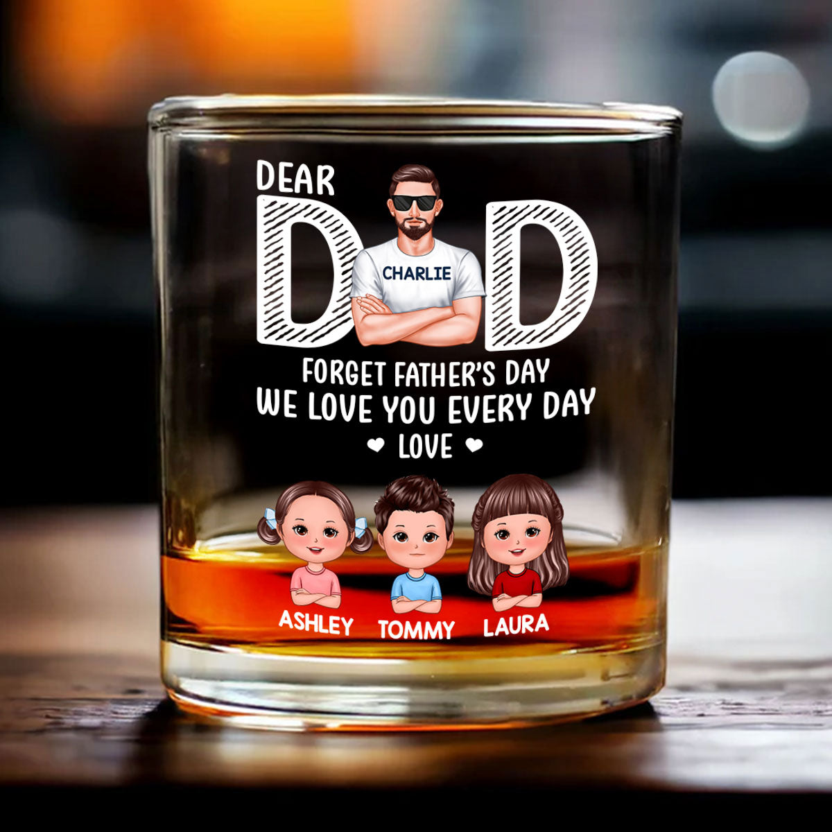 Dad Forget Father's Day We Love You Everyday Personalized Wine Glass, Father's Day Gift for Dads