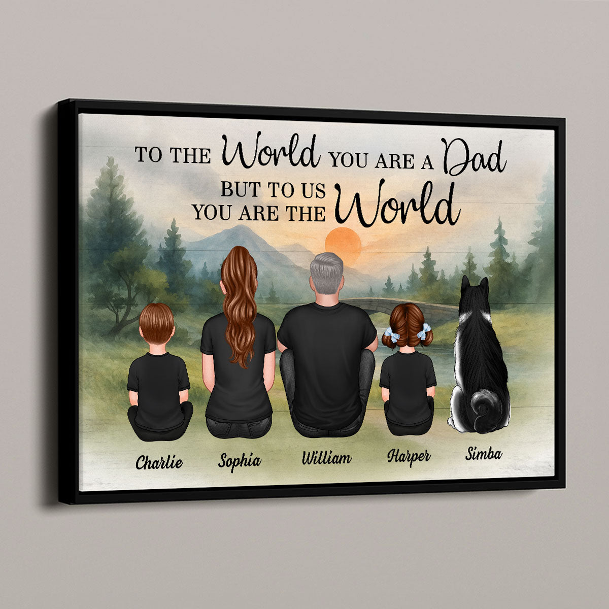 Retro Vintage Mountain Landscape Dad You Are The World Personalized Poster| Heartfelt Father's Day Gift For Dad, Husband