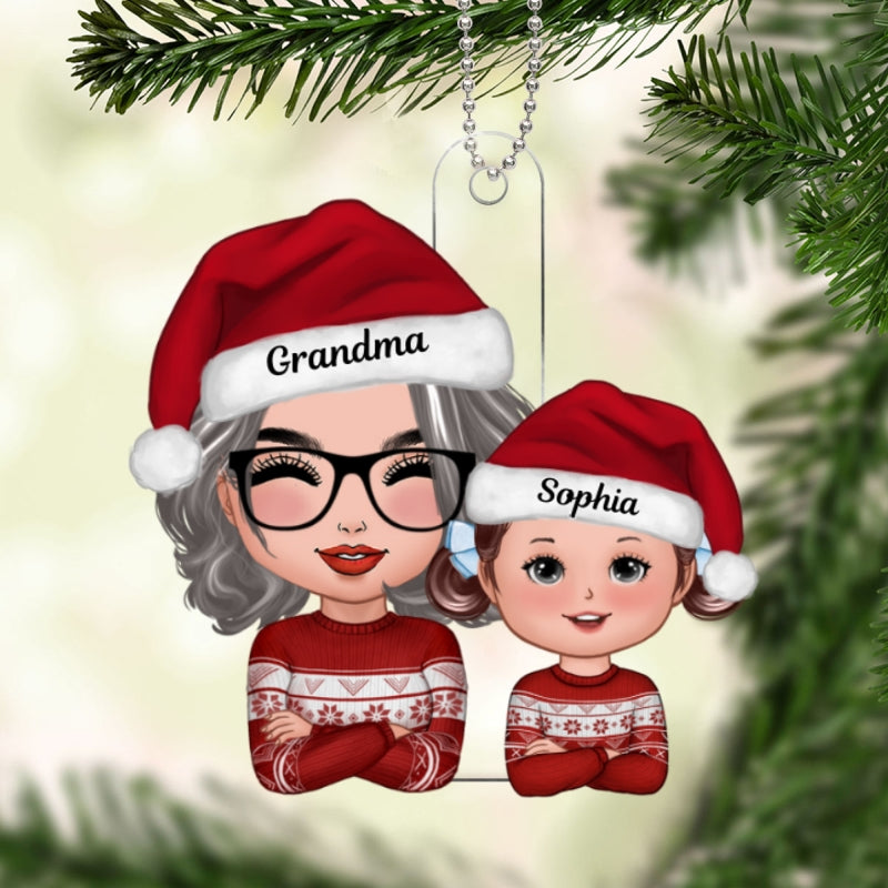 Cute Grandma Granddaughter Grandson Crossed Arms Personalized Acrylic Ornament