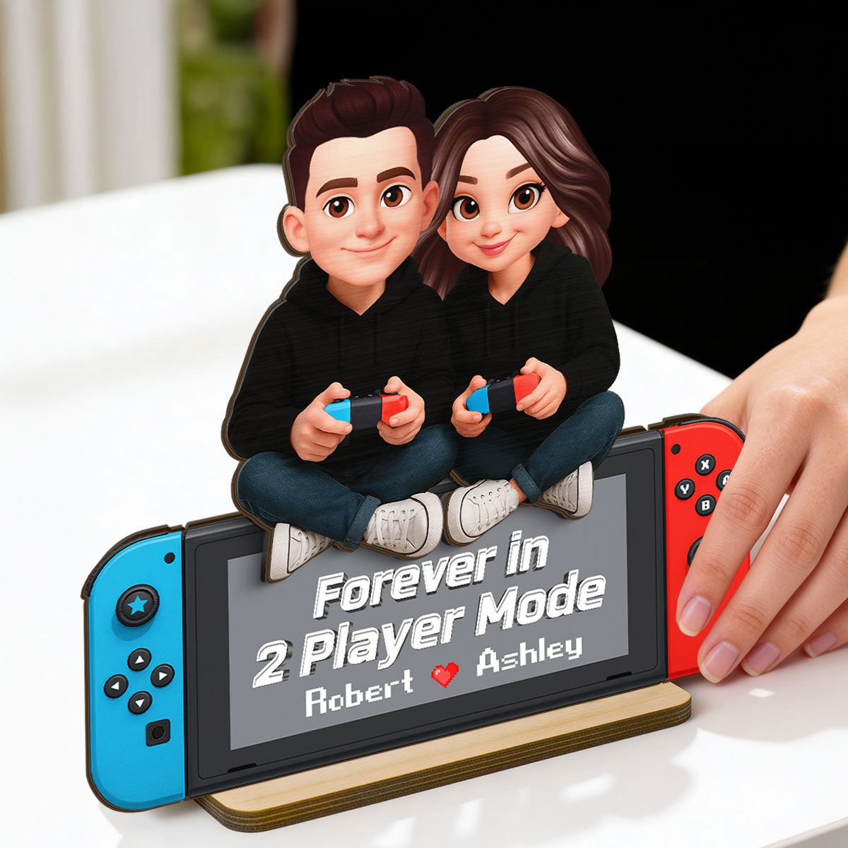 Forever In 2 Player Mode Gaming Couple - Personalized 2-Layered Wooden Plaque - Heartfelt Anniversary Gift For Gamers, For Him, For Her