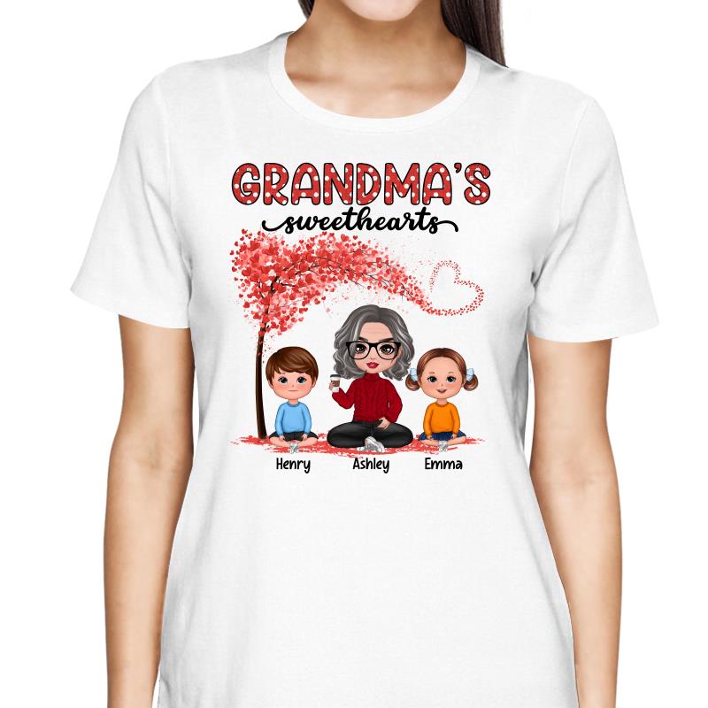 Grandma Sweethearts Grandkids Tree Personalized Shirt