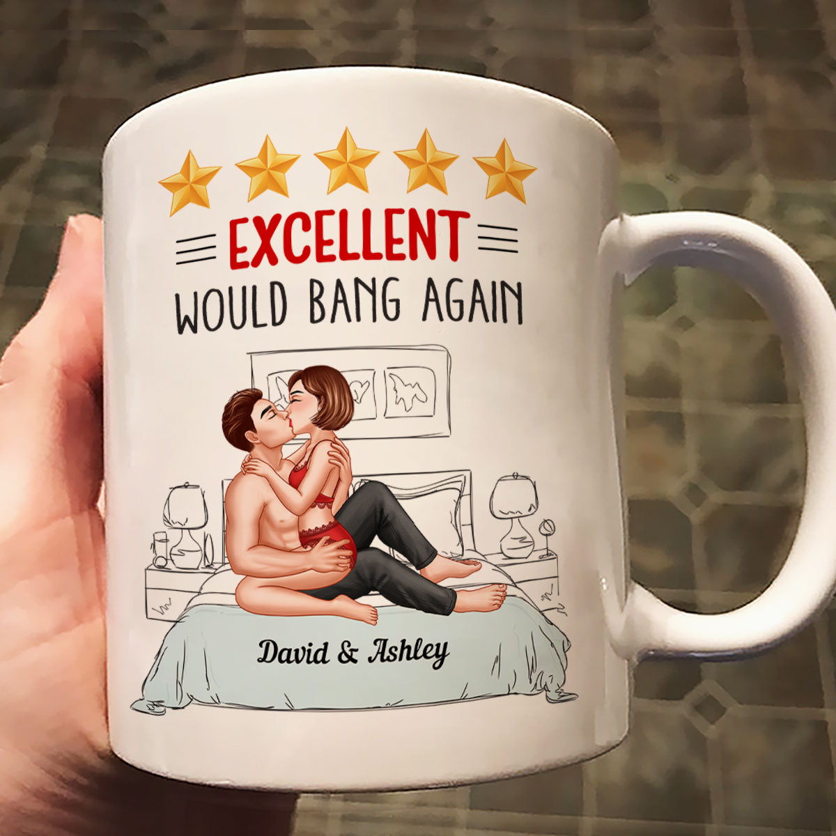Five - Star Sexy Couple Kissing On Bed Personalized Mug