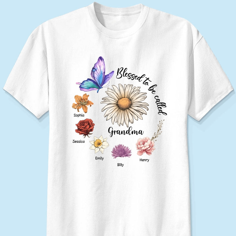 Blessed To Be Called Mom Grandma Circle Birth Month Flowers Personalized Shirt, Gift for Moms, for Grandmas