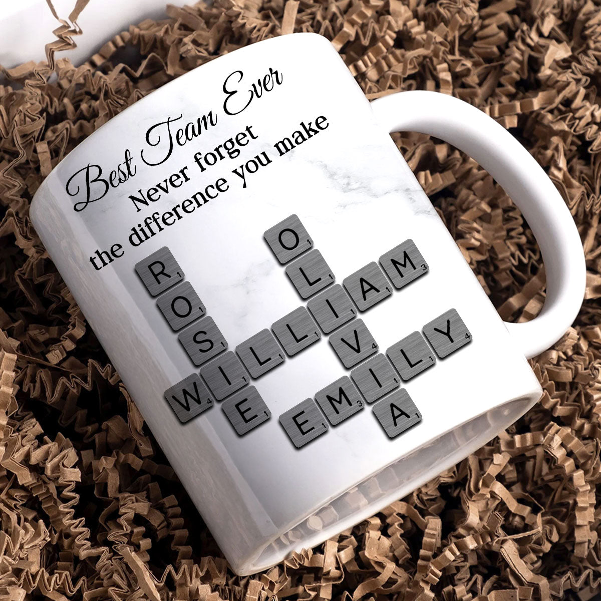 Best Team Ever Crossword - Personalized Mug - Sentimental Gift for Coworkers, Work Besties
