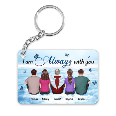 Always With You Sky Family Members Grandma Grandpa Dad Mom Kids Dogs Cats Memorial Gift Personalized Acrylic Keychain