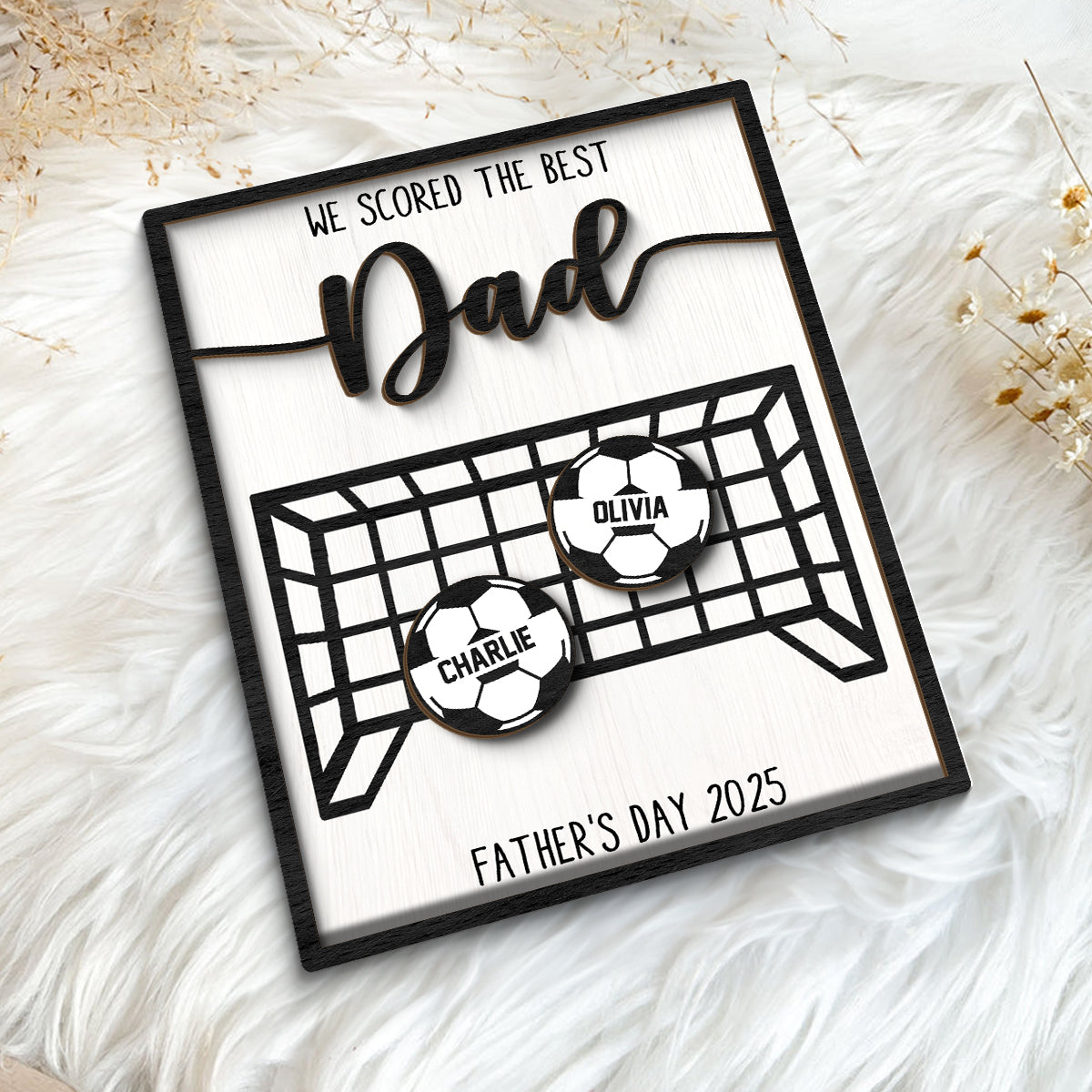 We Scored the Best Dad Personalized 2-Layered Wooden Plaque, Father's Day Gift for Soccer Dad