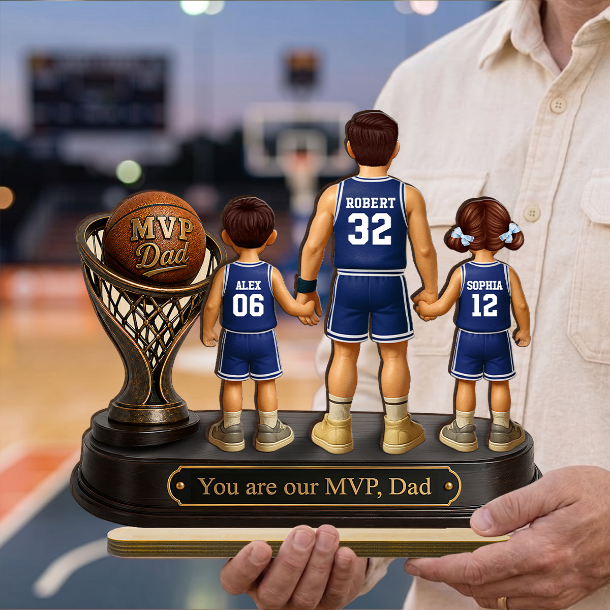 We Scored the Best Dad Basketball Trophy - Personalized 2-Layered Wooden Plaque - Father's Day Gift for Dad, Husband