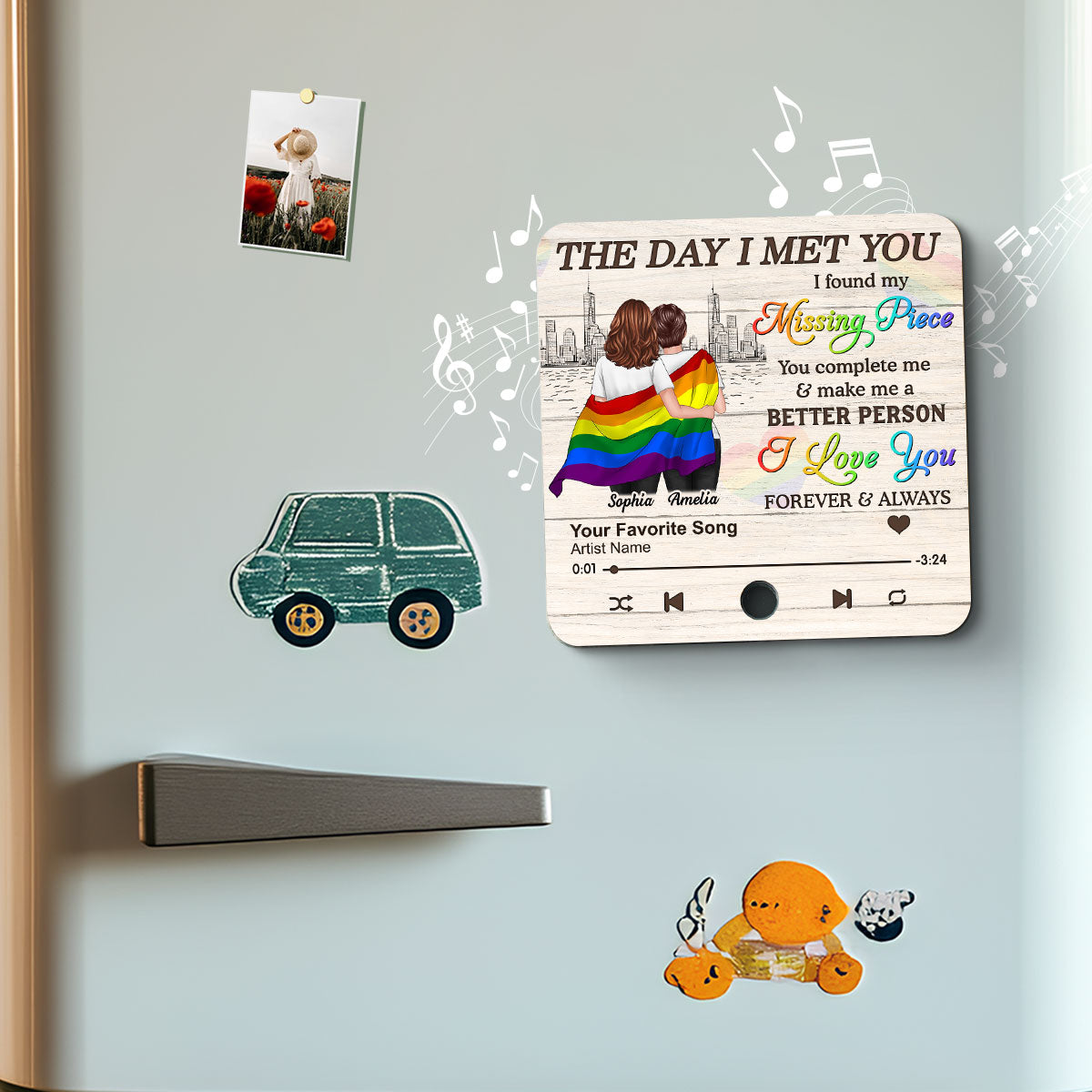 Pride Month LGBT Couple The Day I Met You Personalized Music Fridge Magnet, Gift For Couple