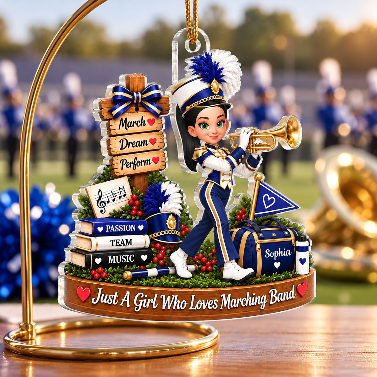 Just a Girl Who Loves Marching Band - Personalized Acrylic Ornament - Christmas Gift for Daughter, Granddaughter