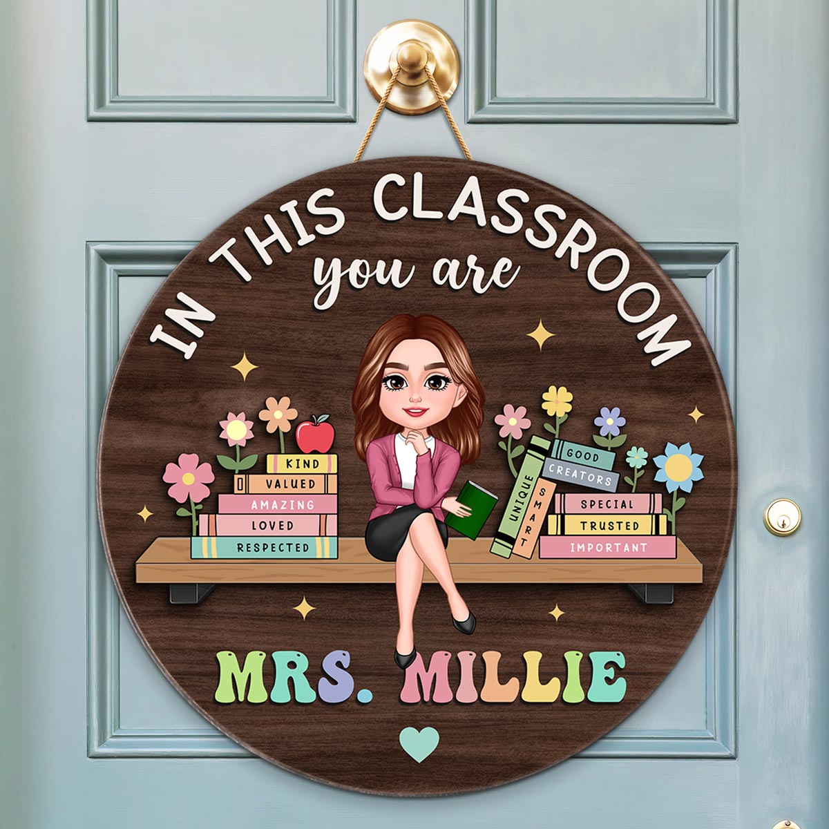 Custom Teacher 3D Personalized Door Hanger, In this Classroom You Are, Cute Teacher Door Sign, Back to School Gift