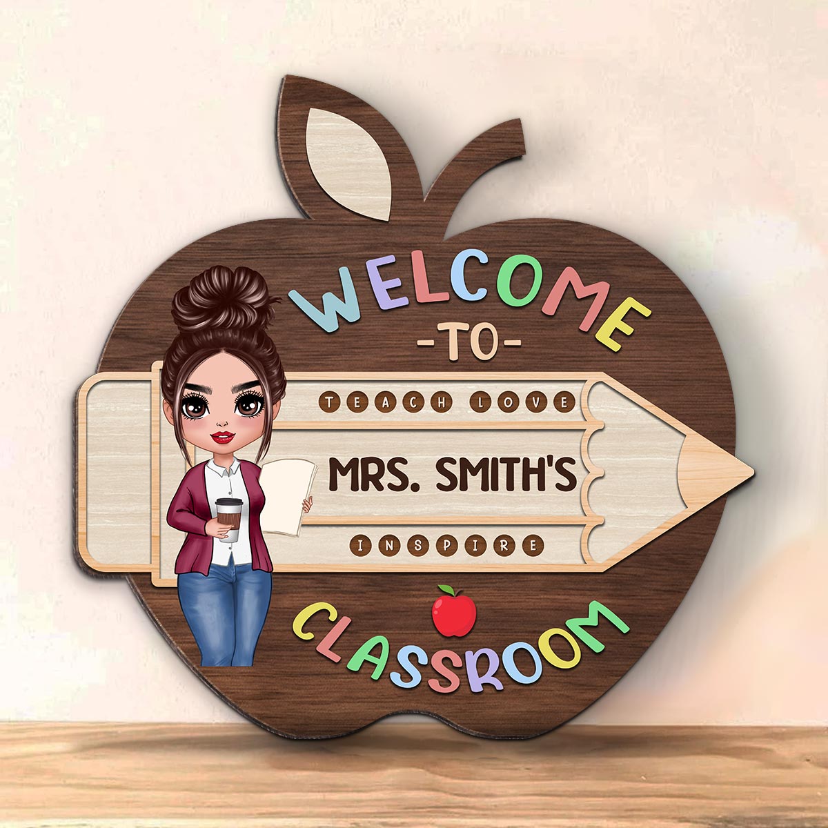 Welcome To Teacher Class Personalized Wood Sign, Back To School Gift For Teacher, Office Decor
