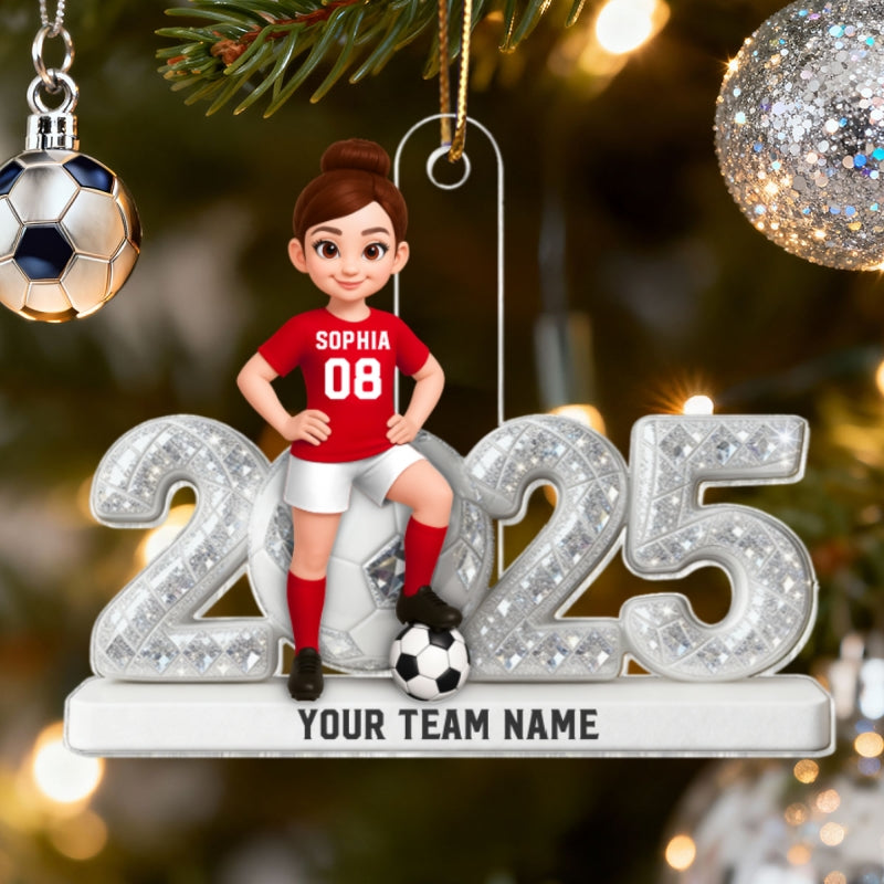 3D Shining Effect Christmas Soccer Player - Personalized Acrylic Ornament - Christmas Gift For Soccer Players