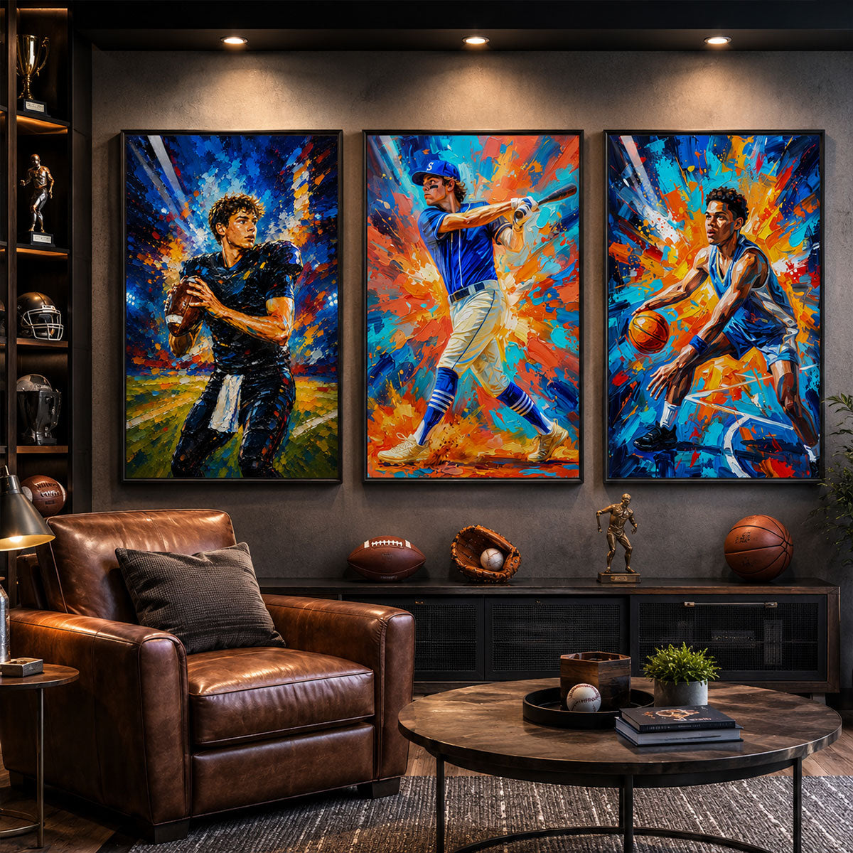 Modern Oil Painting Sport Photos Insert - Personalized Poster - Gift For Boy, Girl