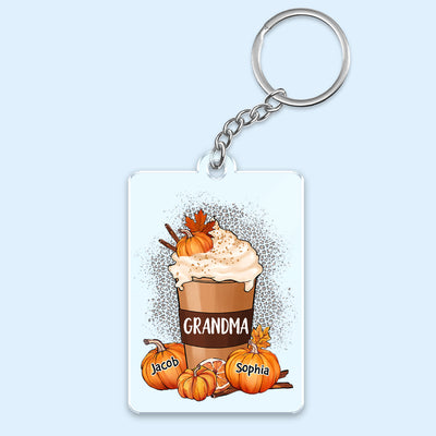 Grandma Mom Pumpkin Spice Latte Personalized Acrylic Keychain