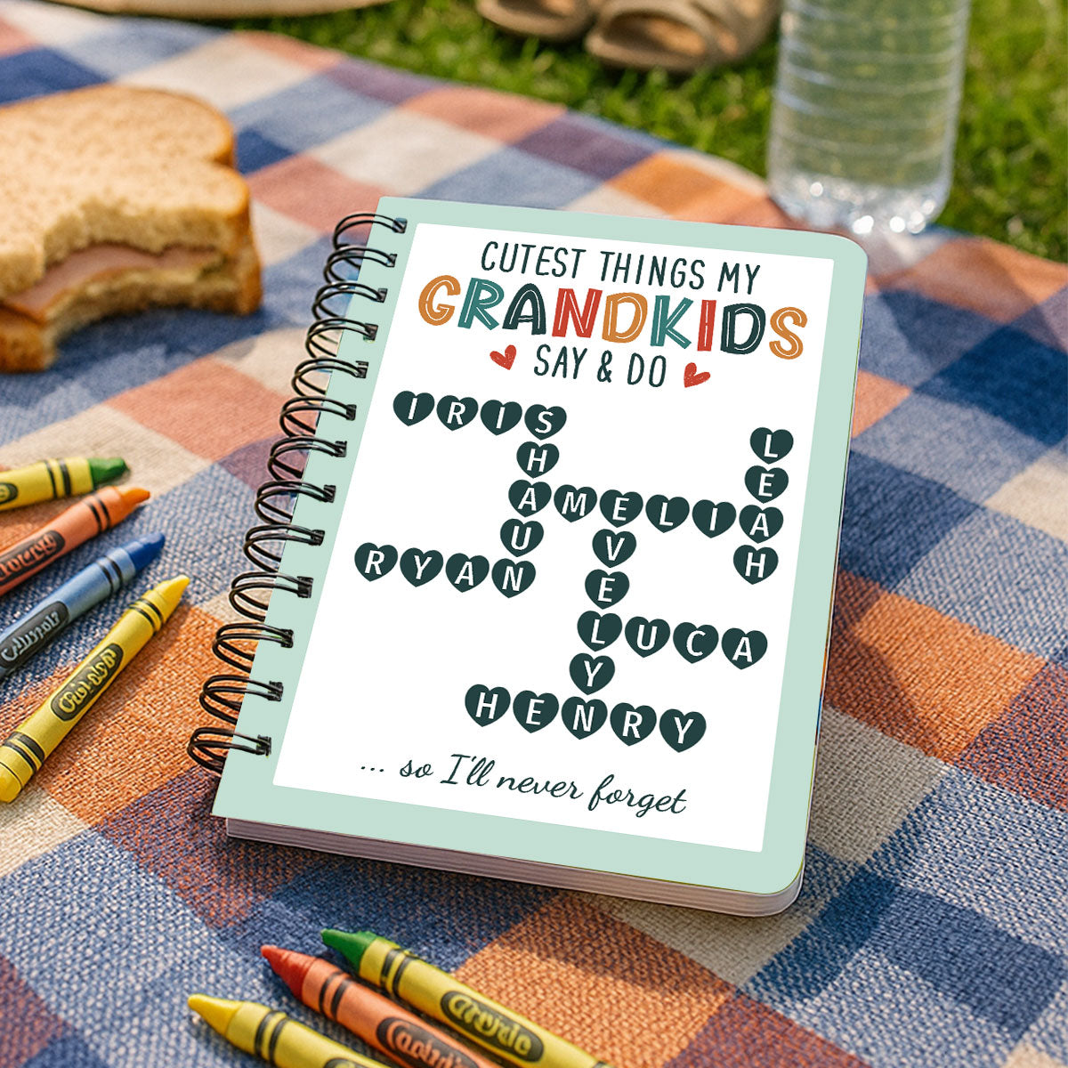 Cutest Things My Grandkids Say & Do Crossword Puzzle Personalized Spiral Notebook Journal, Memory Book