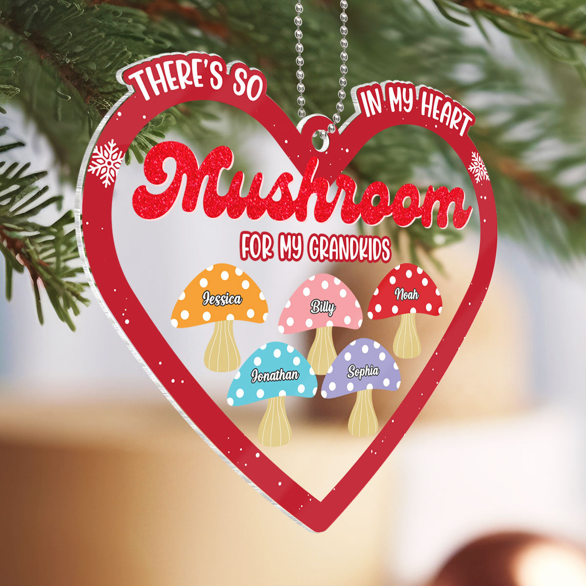 Grandkids There Is So Mushroom In My Heart For You Personalized Acrylic Ornament