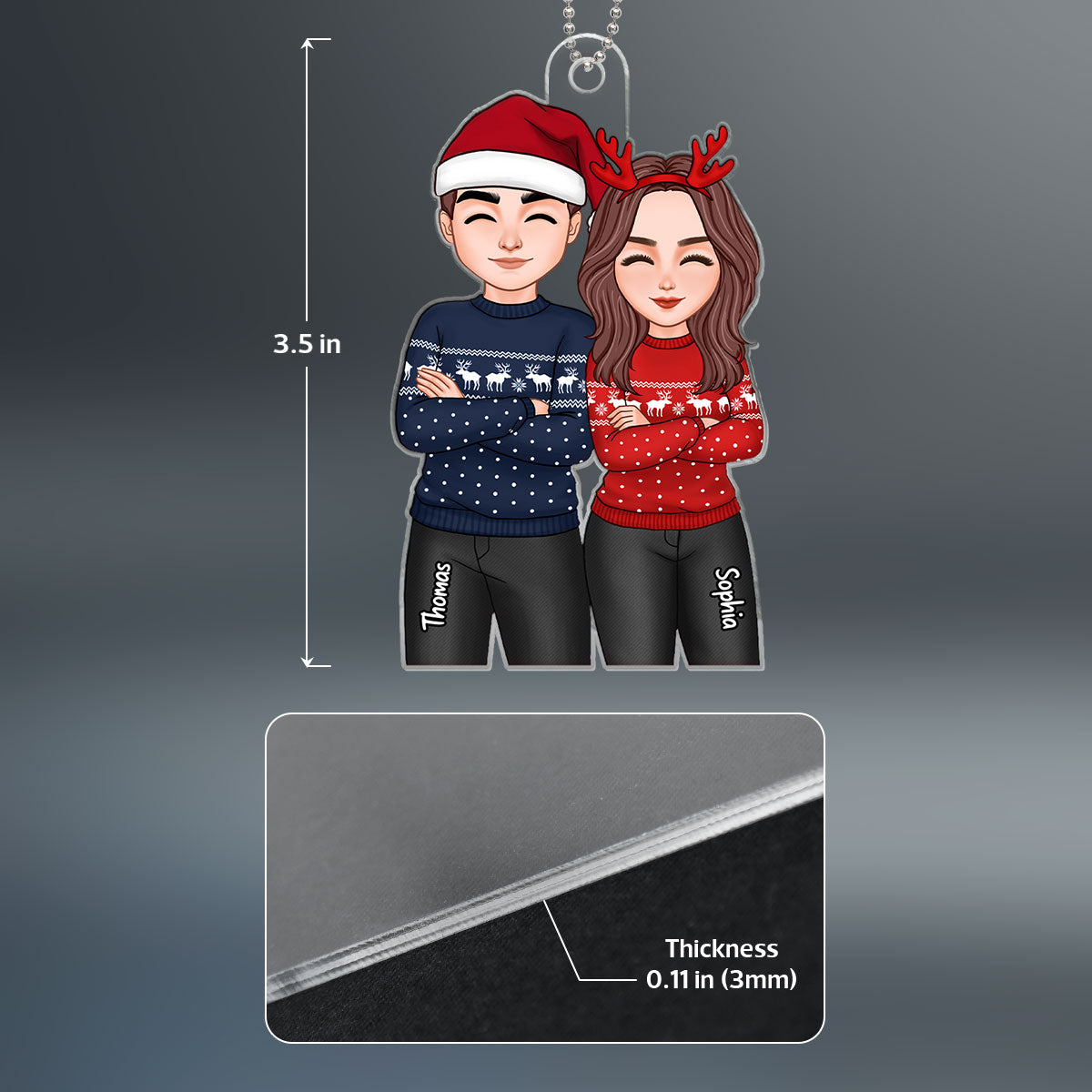 Cute Brothers Sisters Best Friends Couple Christmas Gift Personalized Acrylic Ornament