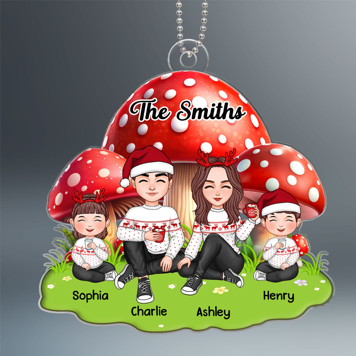 Mushroom Family Christmas Personalized Acrylic Ornament