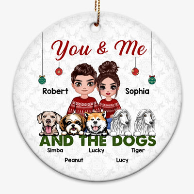 You Me And The Dogs Embracing Couple Personalized Circle Ornament
