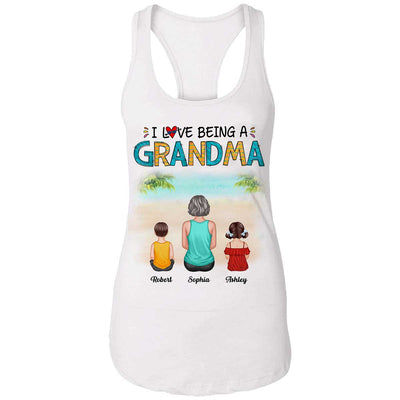 Summer Love Being A Grandma Back View Woman & Kid Dog Cat Personalized Tank Top Shirt