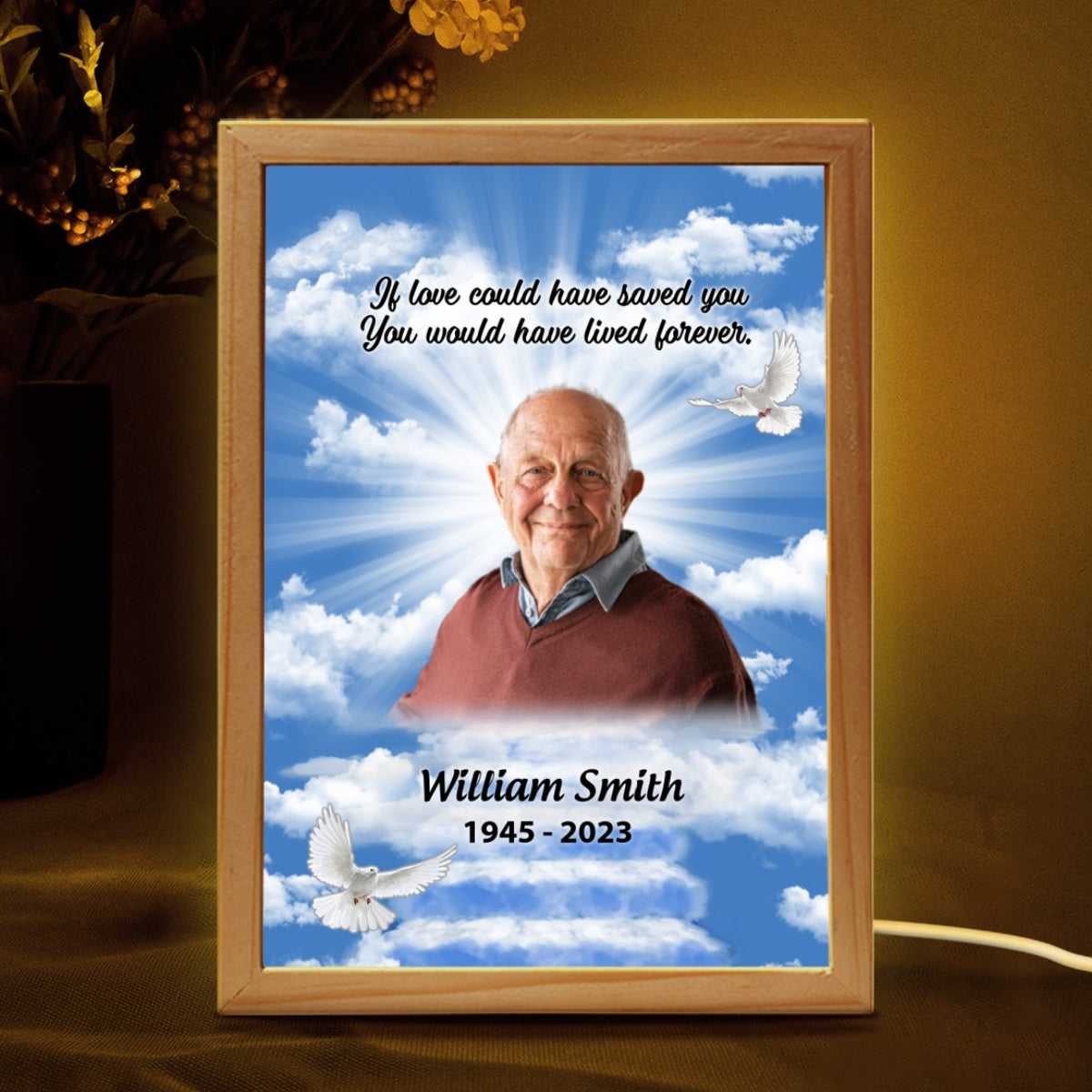 A Big Piece Of My Heart Lives In Heaven, Memorial Sympathy Gift, Personalized Luminous Frame Light Box, LED Night Light