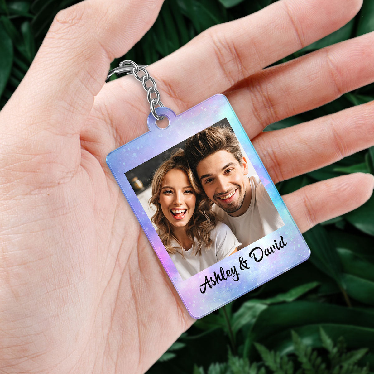 Couple Custom Photo & Favorite Song Scannable QR Code Personalized Acrylic Keychain