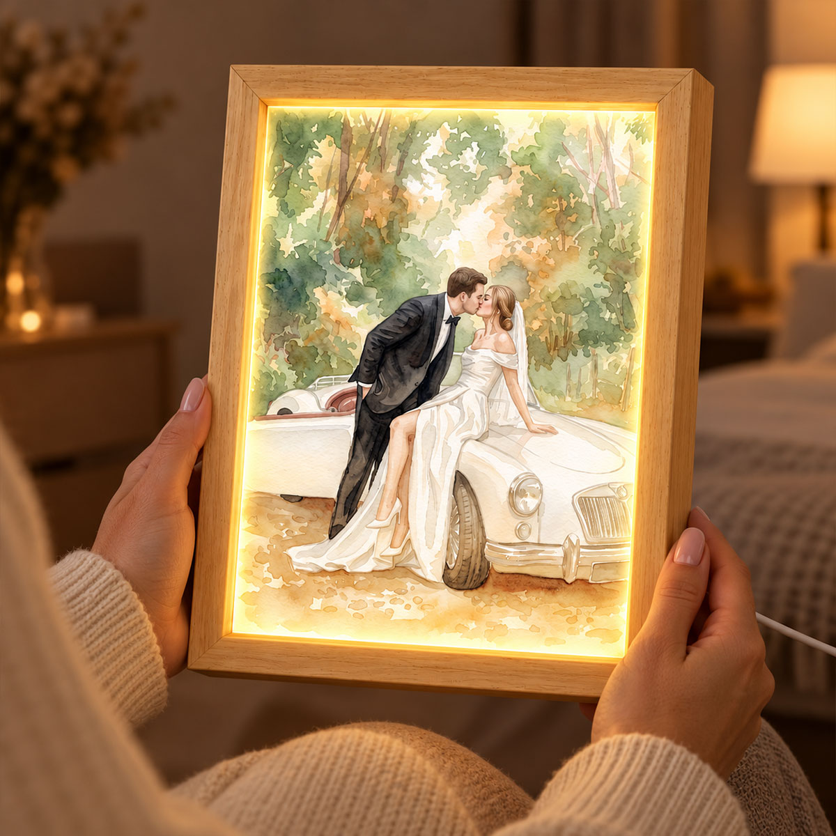 Custom Couple Photo Art - Personalized Mirror Light Box - Heartfelt Christmas Gift for Her, for Him, Anniversary Gift for Couple