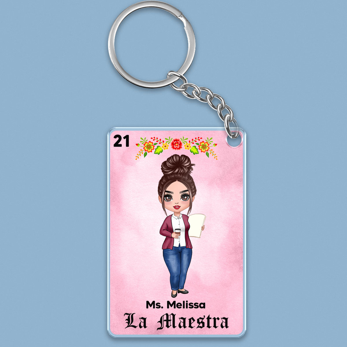 Doll Teacher Maestra Loteria Card Lottery Personalized Acrylic Keychain