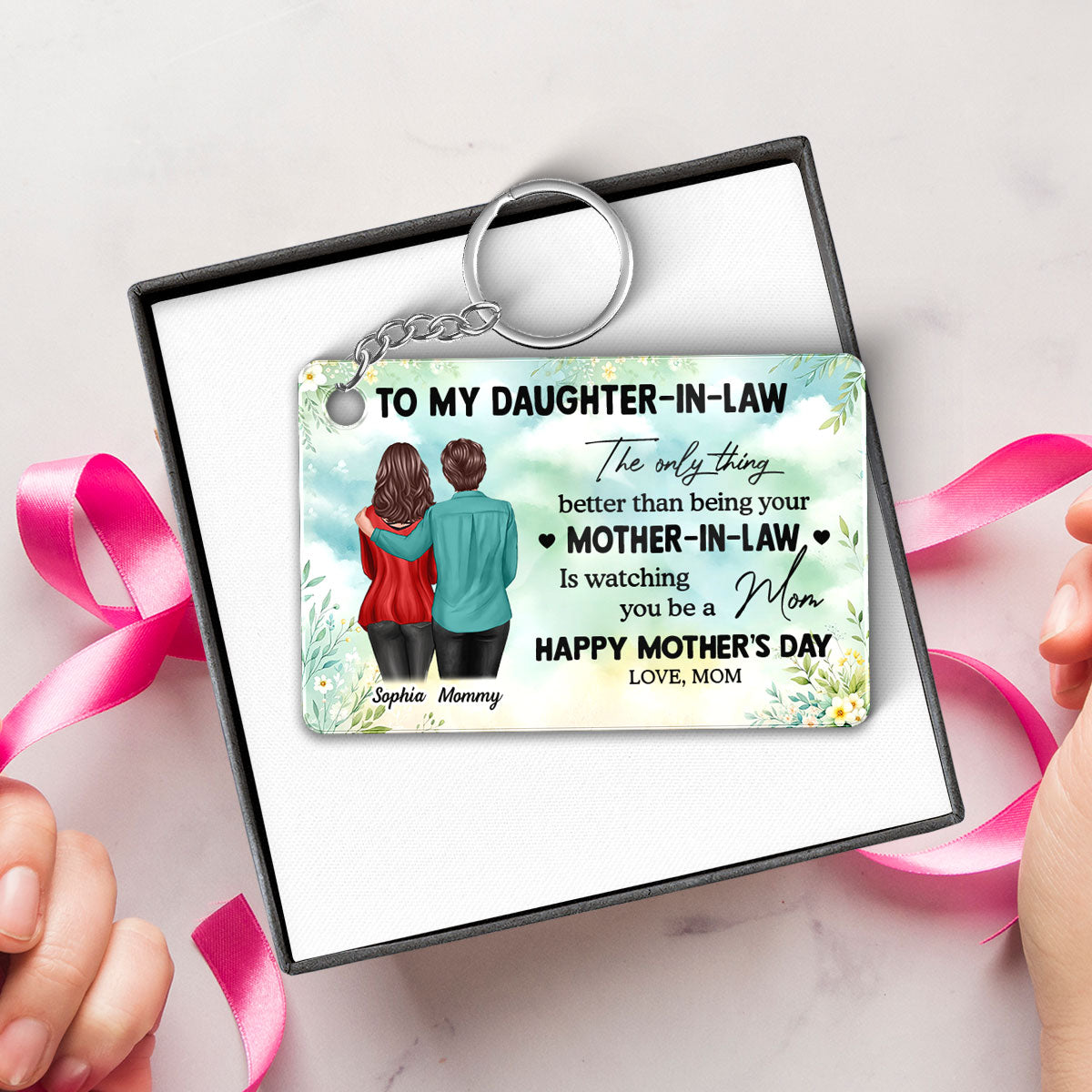 To My Daughter-In-Law From Mom Happy Mother's Day Personalized Acrylic Keychain, Gift For Daughter