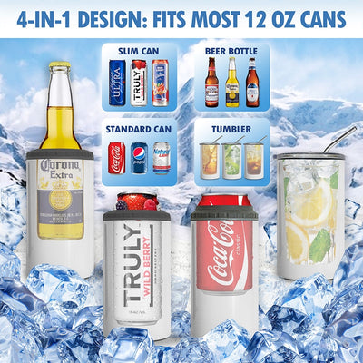 Rainbow Frame Besties Sisters Personalized 4 in 1 Can Cooler