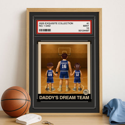 Basketball No. 1 Dad Man & Kids Trading Card Style Personalized Poster