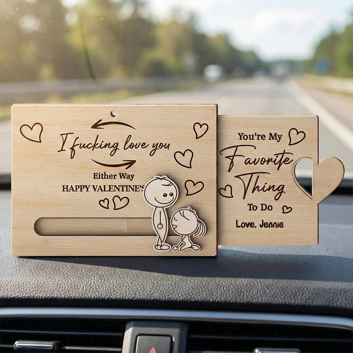 Funny Inappropriate Couple I Fcking Love You - Personalized Wooden Slider Ornament - Valentine's Day Gift For Him, For Her