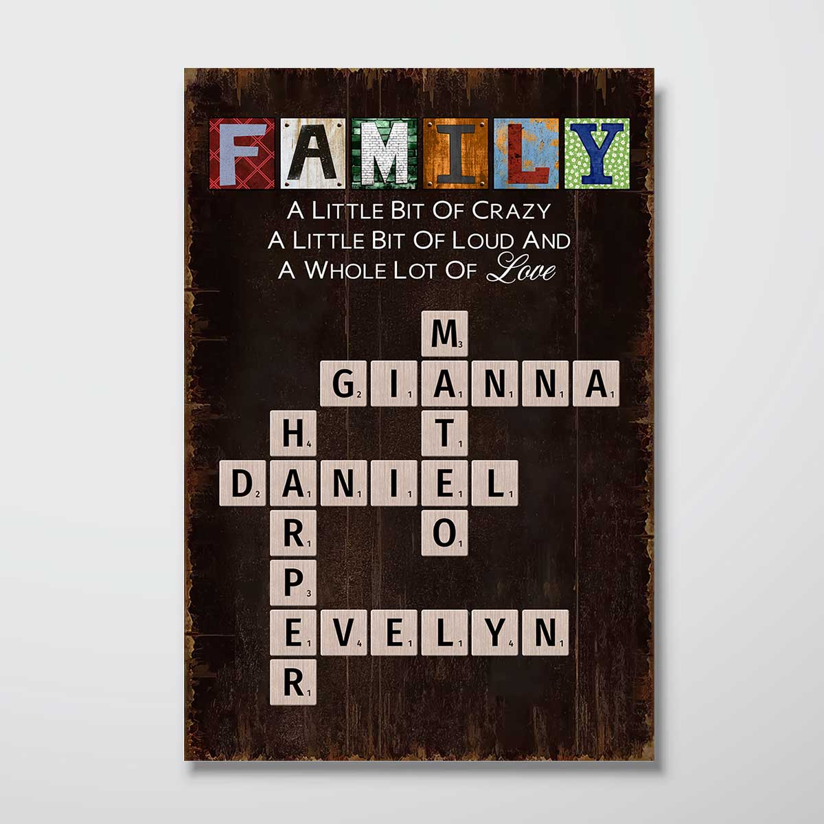 Family A Whole Lot Of Love Crossword Puzzle Art Home Decor Personalized Poster