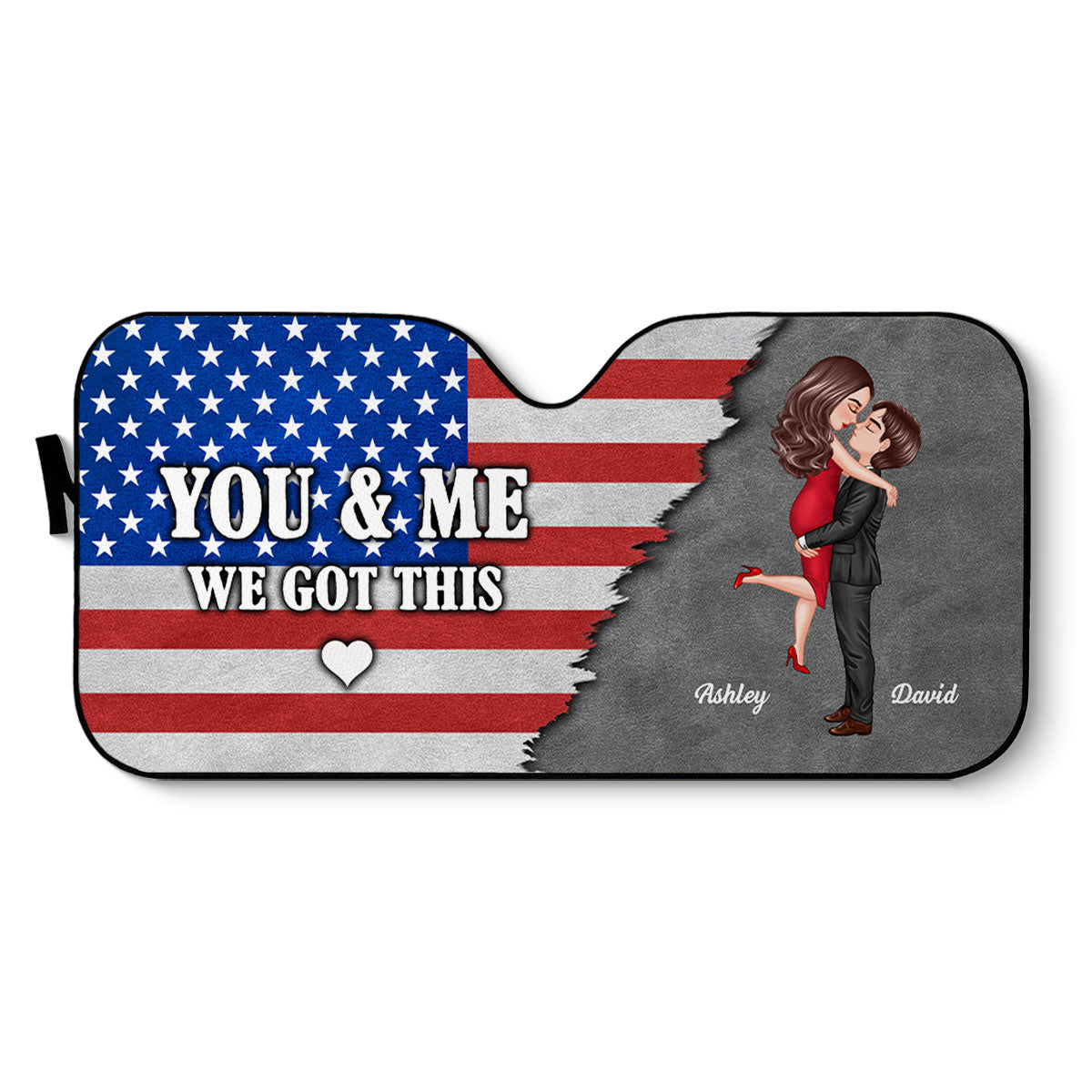Nation Flag Couple We Got This Personalized Car Sunshade, Anniversary Gift For Him, Gift For Her