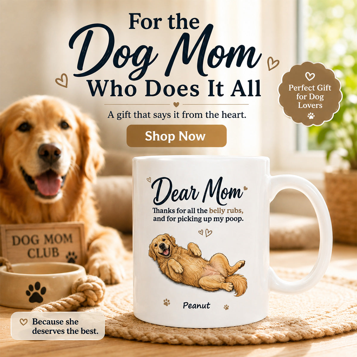 Dear Dad Mom Thank You For All The Belly Rubs Custom Dog Photo - Personalized Mug - Gift For Dog Lover