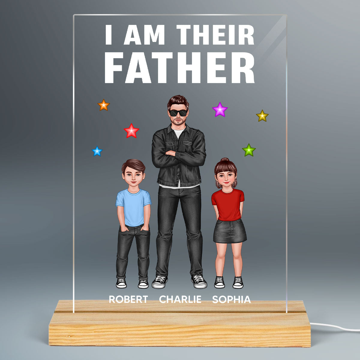 I‘m Their Father Standing Front View Dad And Kids Personalized Rectangle Acrylic LED Night Light