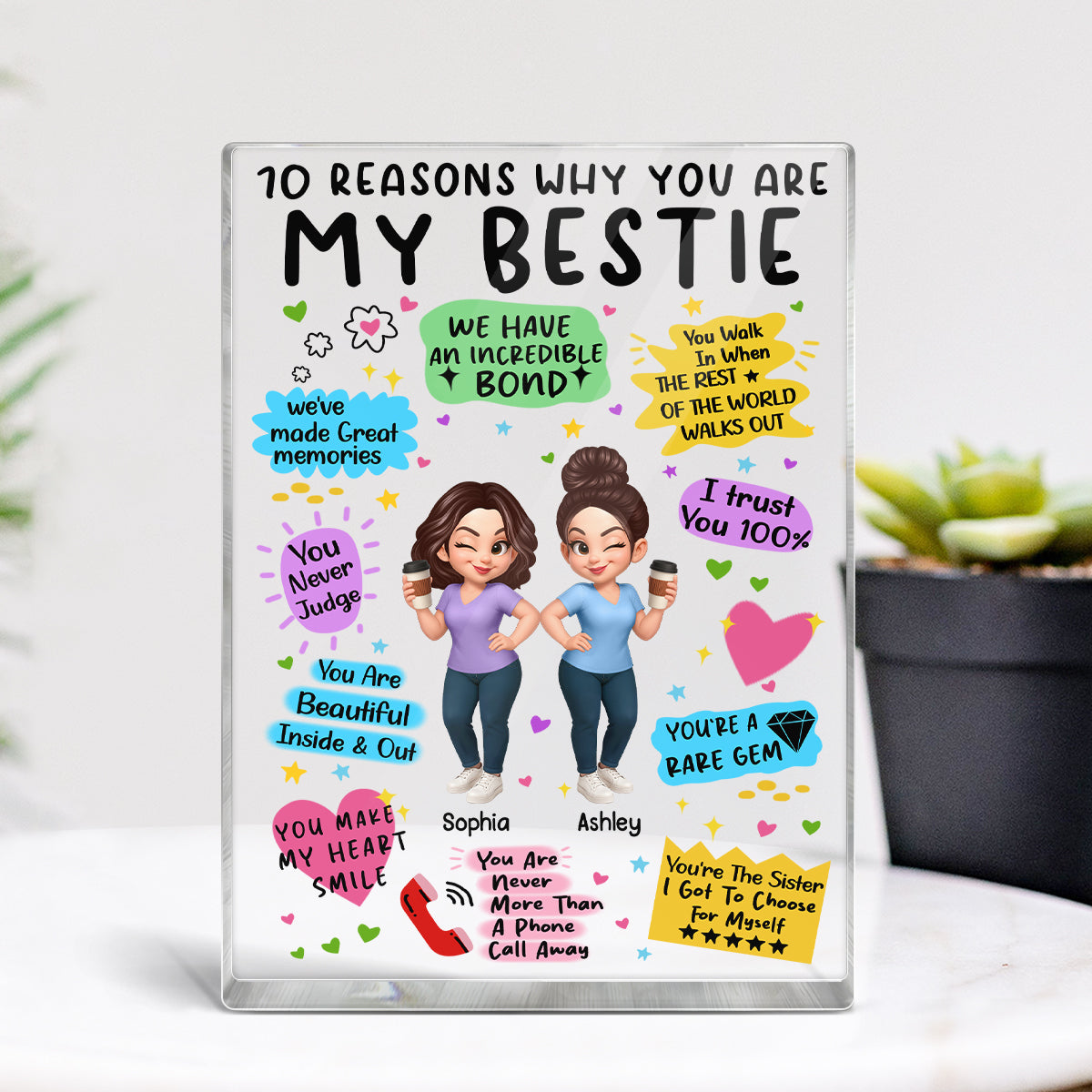 10 Reasons Why You Are My Besties Personalized Acrylic Block Plaque