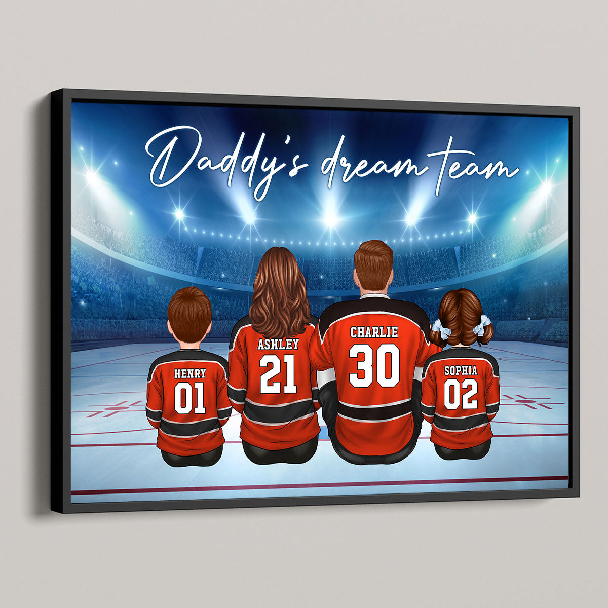 Hockey Team Personalized Poster Custom Gift for Dad Grandpa Husband and Family Home Decor