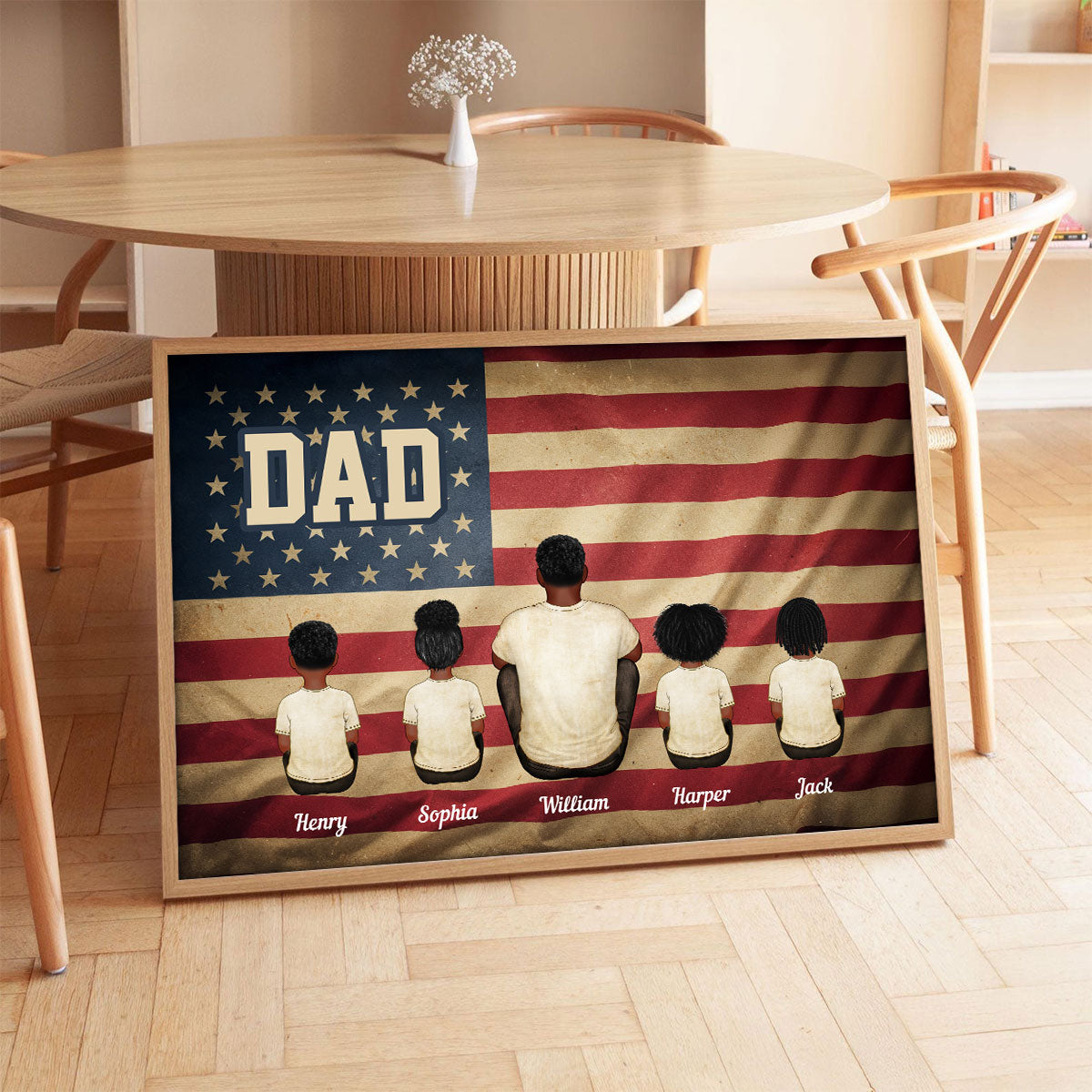 Vintage Retro Nation Flag Family Personalized Poster, Gift For Dad, Mom