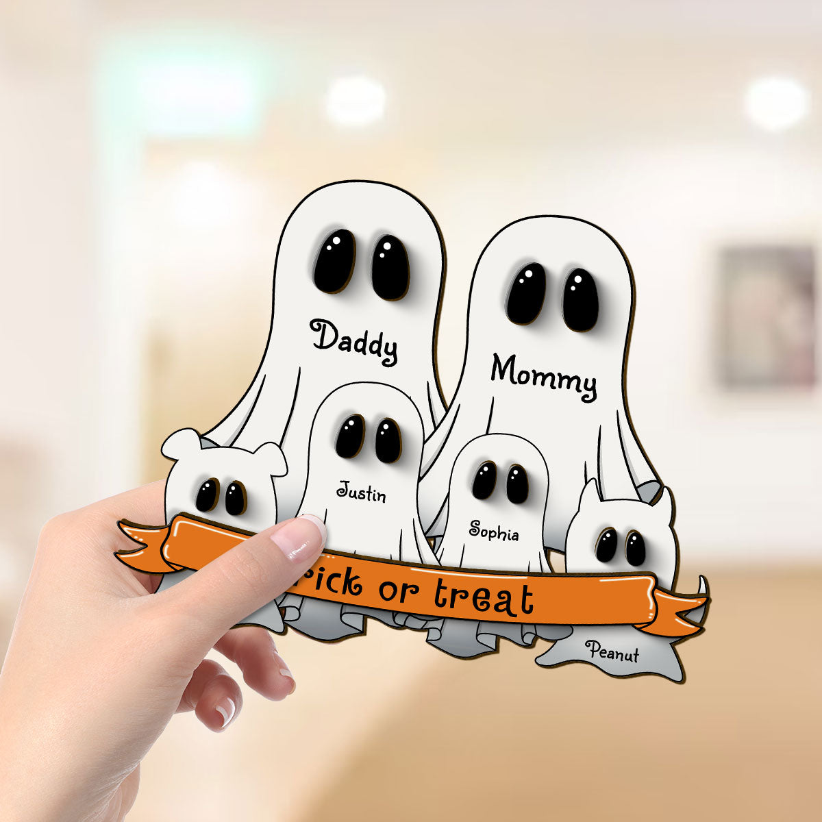 Grandma Family Boo Halloween Personalized 2-Layer Standing Wooden Plaque, Halloween Decor