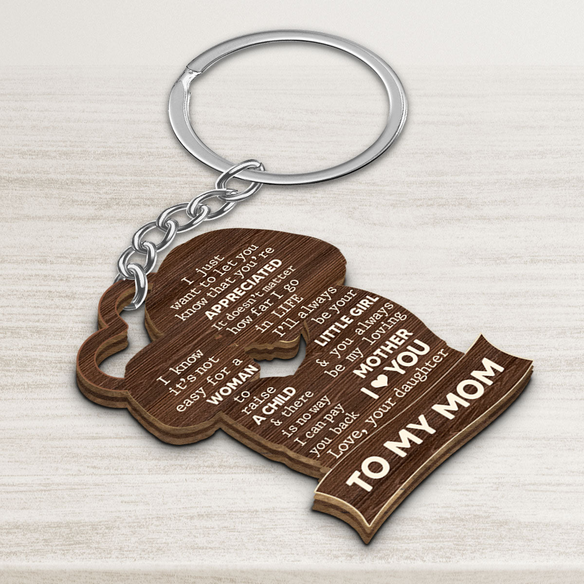 To My Mom Grandma Son Daughter Grandson Granddaughter Personalized Wooden Keychain