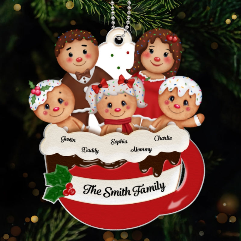 Personalized Gingerbread Family Christmas Ornament 2024, Custom Christmas Gift for Children, Grandchildren, Personalized Xmas Gift, Christmas Decor