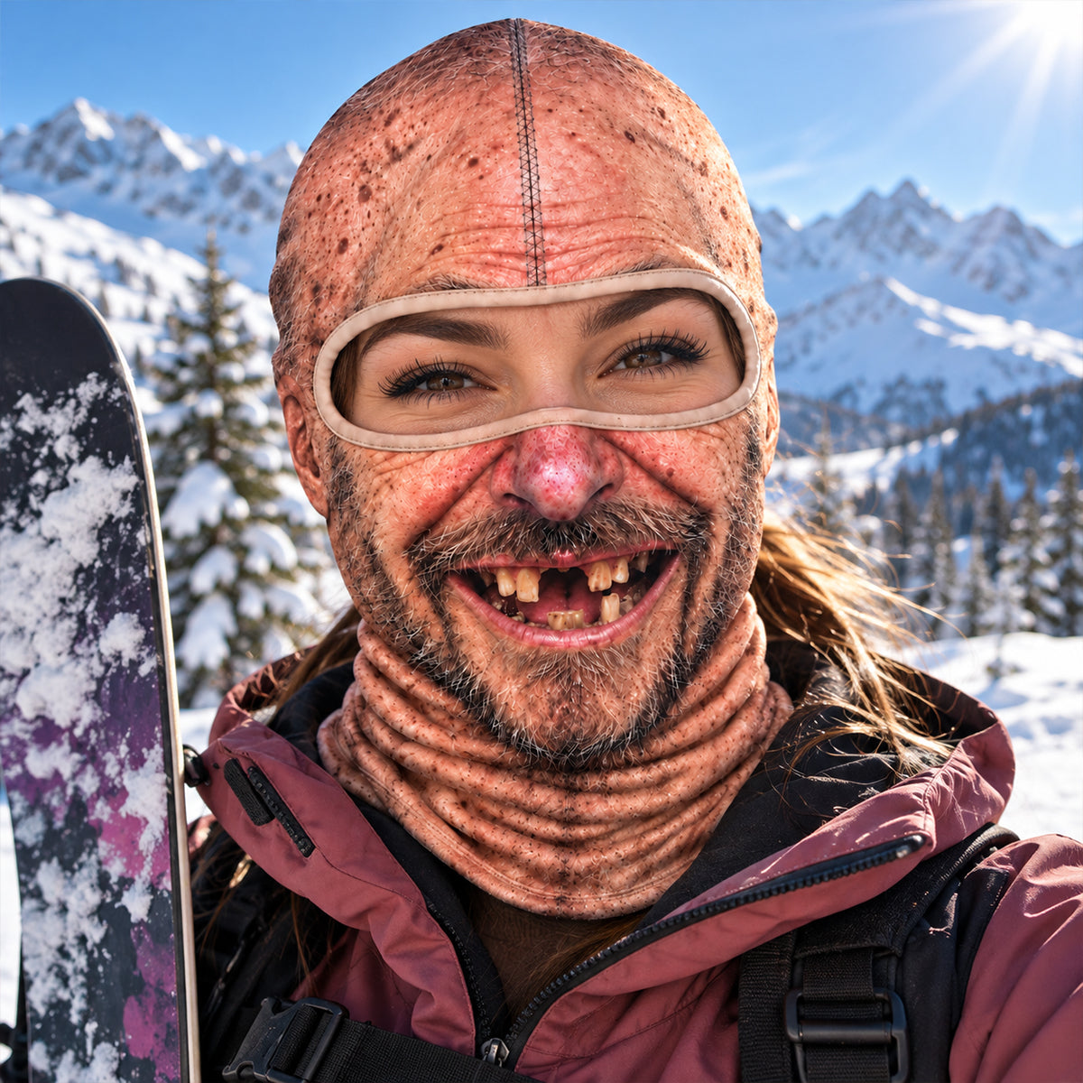 Realistic Old Man Face - Personalized Balaclava Mask - Hilarious Winter Christmas Gift for Skiers, Snowboard Party Face Cover, Custom Ski Mask