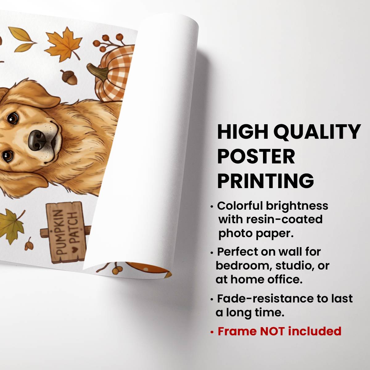 Custom Dog Photo Pumpkin Patch - Personalized Poster - Fall Gift for Dog Moms, Cat Moms, Pet Lovers