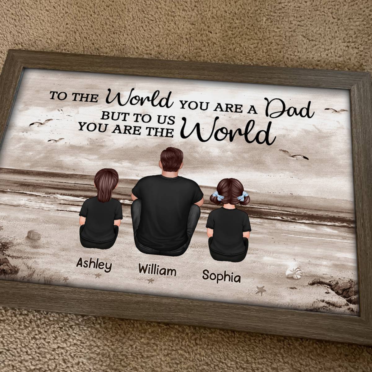 Dad And Sons Daughters Retro Vintage Beach - Personalized Poster - Gift For Dad, Husband