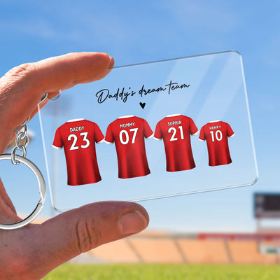 Daddy's Team Soccer Shirt Personalized Acrylic Keychain