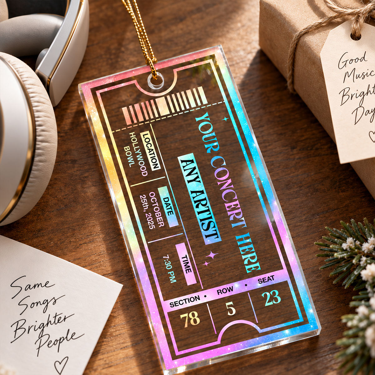 Concert Ticket - Personalized Acrylic Ornament - Music Keepsake, Gift for Couple or Friend